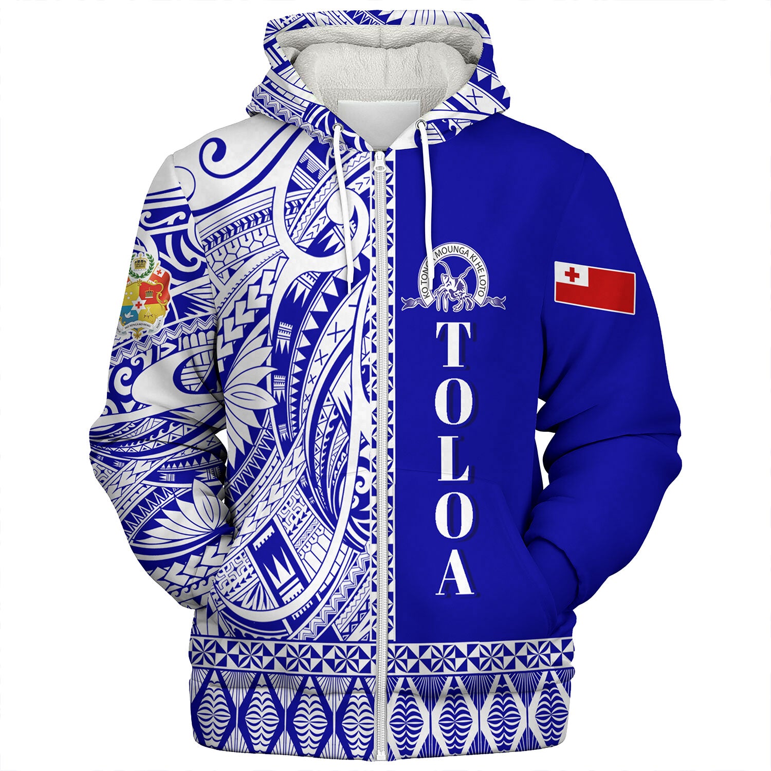 Tonga Custom Personalised Sherpa Hoodie Tupou College Toloa Simple Ngatu Patterns