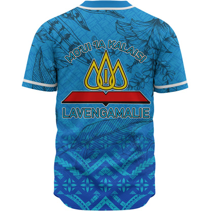 Tonga Custom Personalised Baseball Shirt - Lavengamalie College Logo With Tropical Flowers Baseball Shirt
