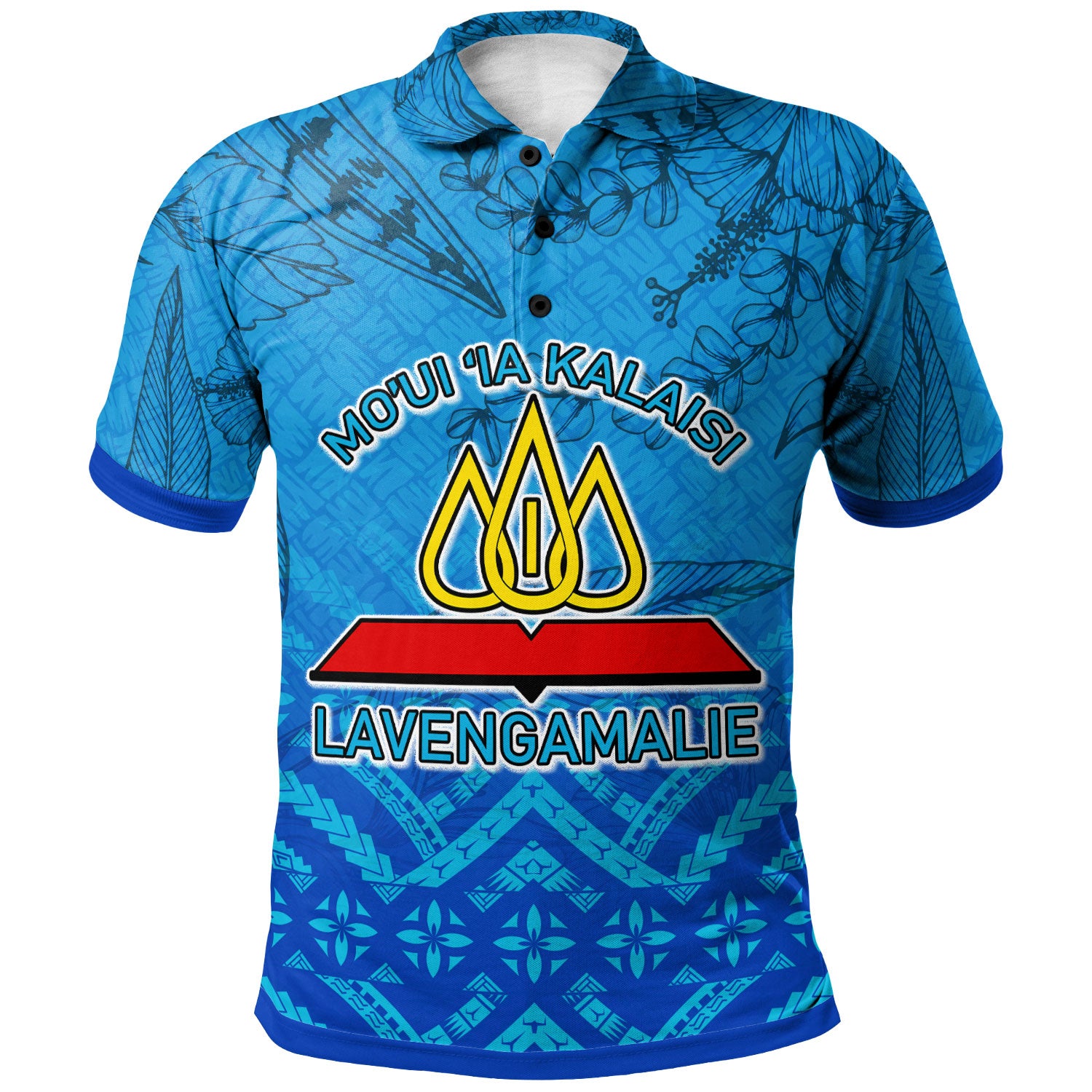 Tonga Custom Personalised Polo Shirt - Lavengamalie College Logo With Tropical Flowers Polo Shirt
