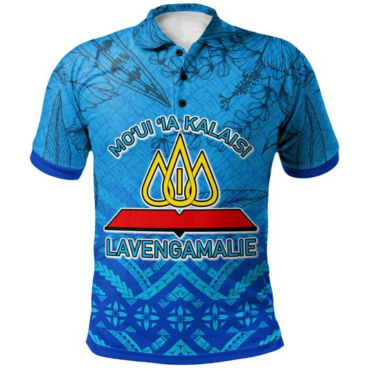 Tonga Custom Personalised Polo Shirt - Lavengamalie College Logo With Tropical Flowers Polo Shirt