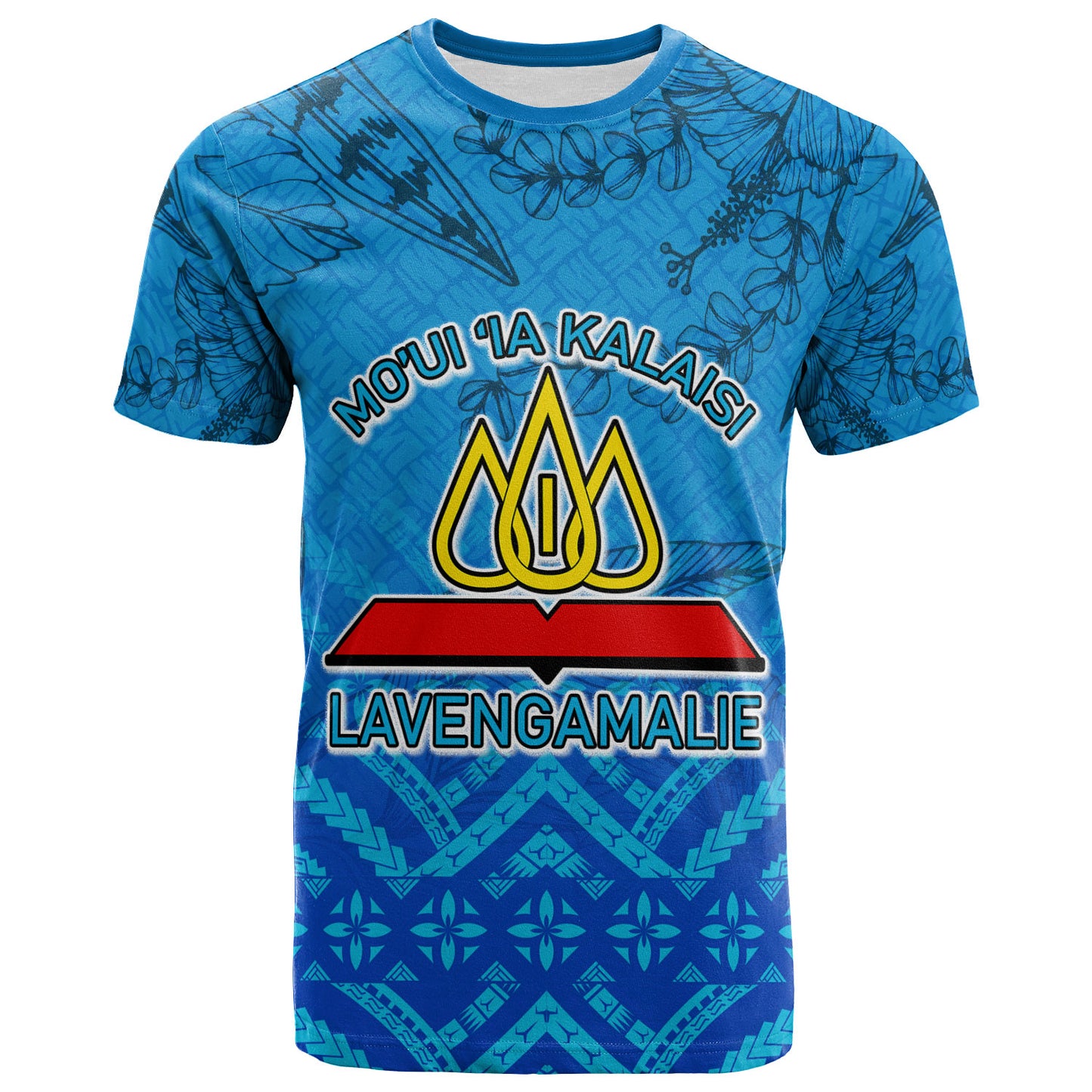 Tonga Custom Personalised T-Shirt - Lavengamalie College Logo With Tropical Flowers T-Shirt