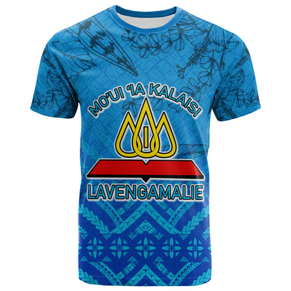 Tonga Custom Personalised T-Shirt - Lavengamalie College Logo With Tropical Flowers T-Shirt