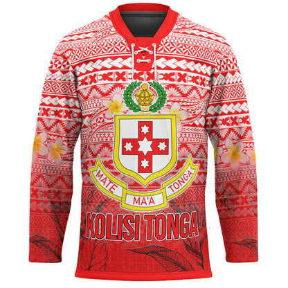 Tonga Custom Personalised Hockey Jersey - Kolisi Tonga With Tropical Flowers