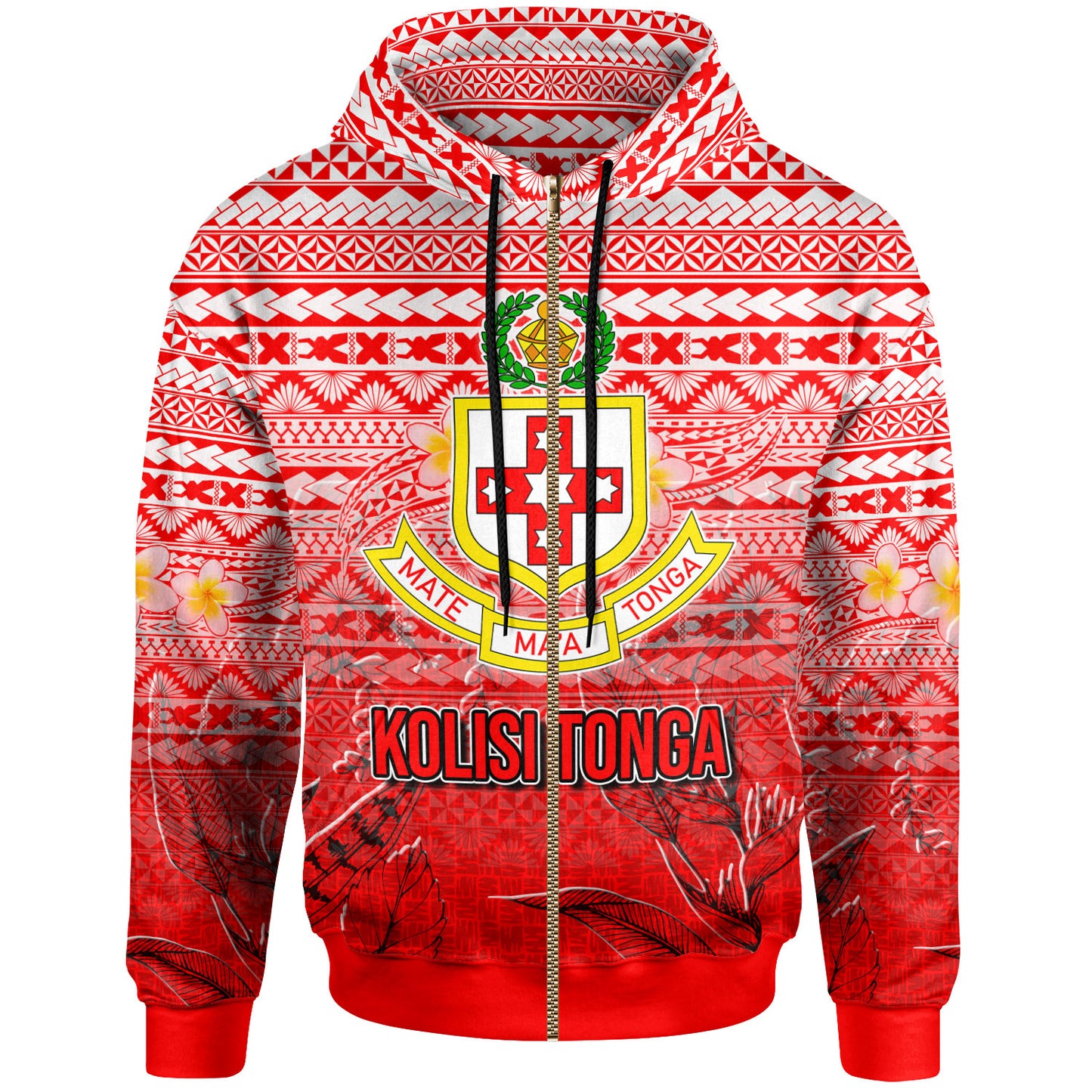 Tonga Custom Personalised Hoodie - Kolisi Tonga With Tropical Flowers