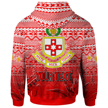 Tonga Custom Personalised Hoodie - Kolisi Tonga With Tropical Flowers