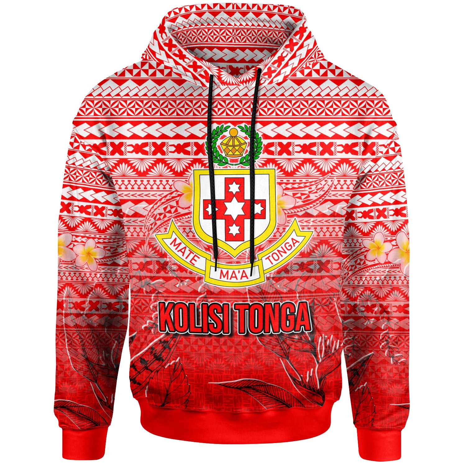 Tonga Custom Personalised Hoodie - Kolisi Tonga With Tropical Flowers