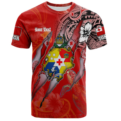 Tonga T-Shirt Custom Tongan Blood Inside Me Polynesian Sleeve Tattoo Tropical Red