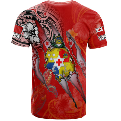 Tonga T-Shirt Custom Tongan Blood Inside Me Polynesian Sleeve Tattoo Tropical Red