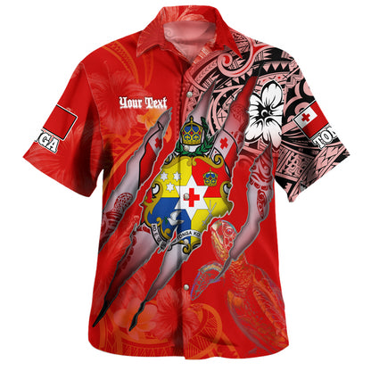 Tonga Hawaiian Shirt Custom Tongan Blood Inside Me Polynesian Sleeve Tattoo Tropical Red