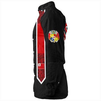 Tonga Long Sleeve Shirt Custom Flag Polynesia Tribal Grad Style