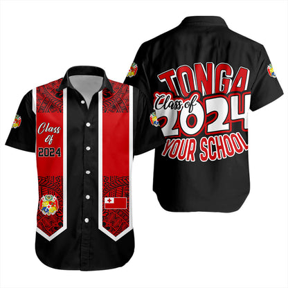 Tonga Short Sleeve Shirt Custom Flag Polynesia Tribal Grad Style