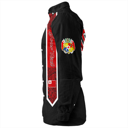 Tonga Long Sleeve Shirt Custom Flag Polynesia Tribal Grad Style