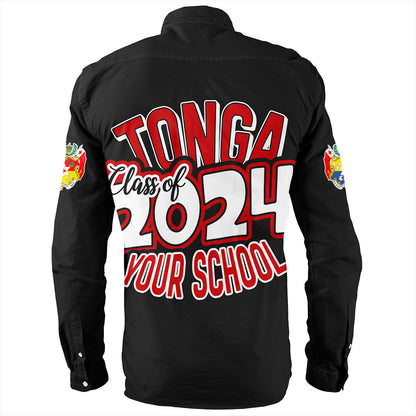 Tonga Long Sleeve Shirt Custom Flag Polynesia Tribal Grad Style