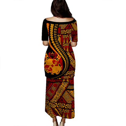 Tonga Puletasi Tribal Ngatu Fabric Design Flower