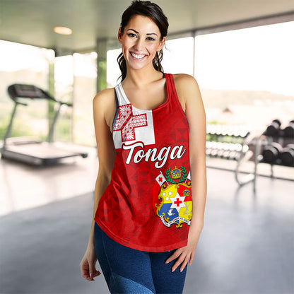 Tonga Women Tank Flag Design With Pattern