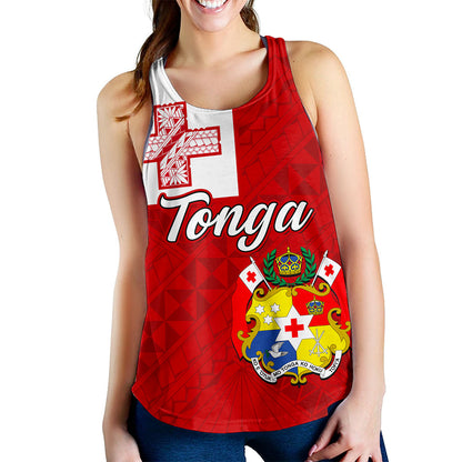 Tonga Women Tank Flag Design With Pattern