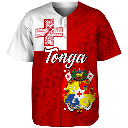 Tonga Baseball Shirt Flag Design With Pattern