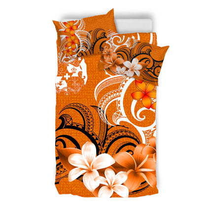 Tonga Bedding Set Polynesian Floral Spirit Orange