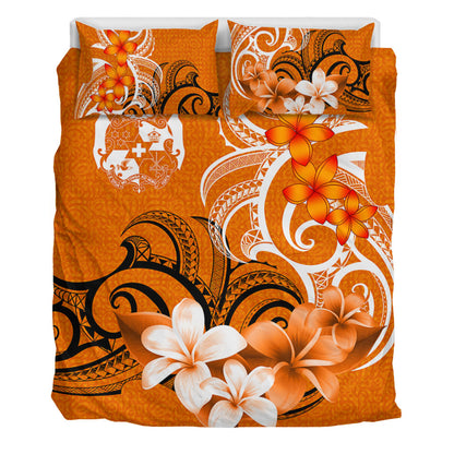Tonga Bedding Set Polynesian Floral Spirit Orange