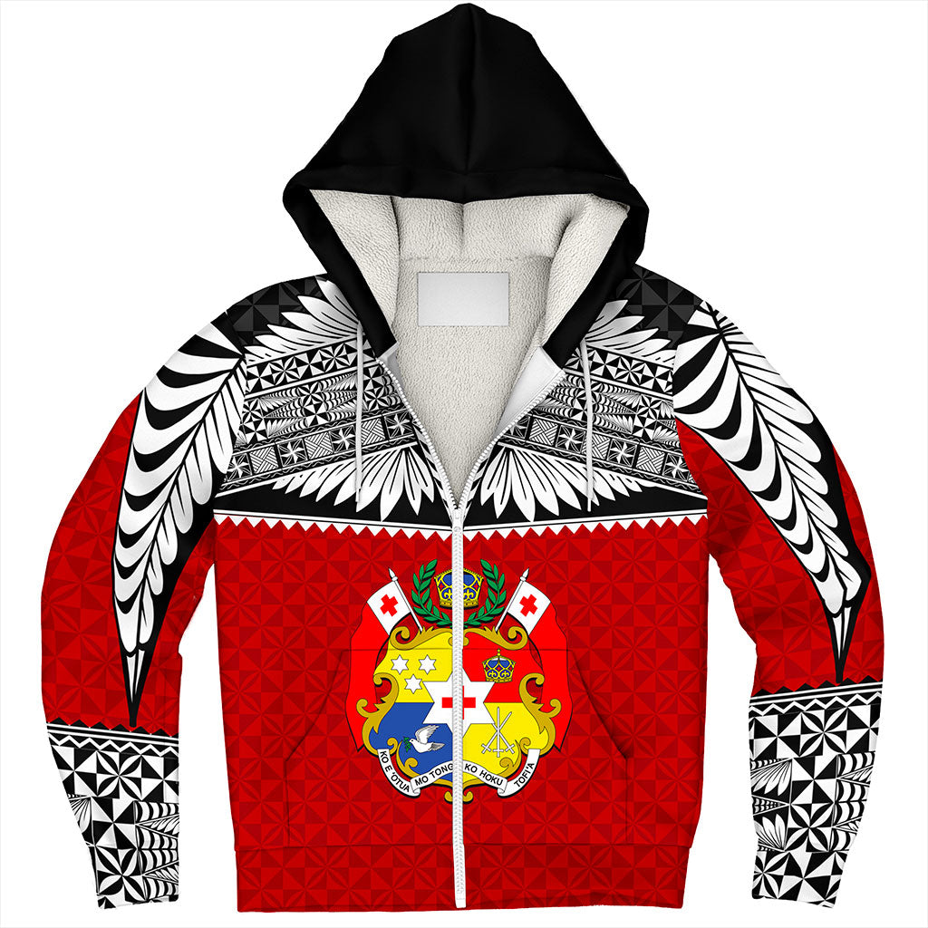 Tonga Sherpa Hoodie Ngatu Design Tribal New Style