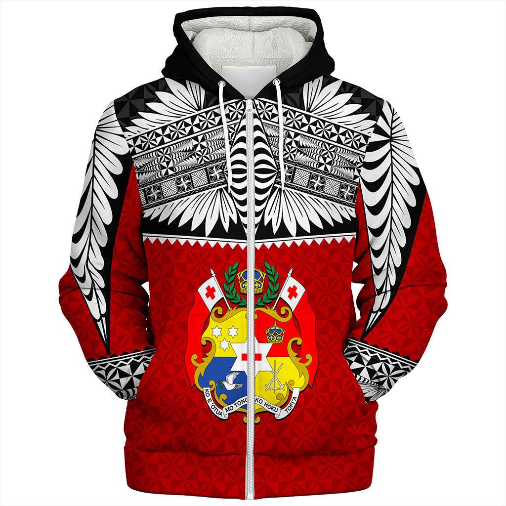 Tonga Sherpa Hoodie Ngatu Design Tribal New Style