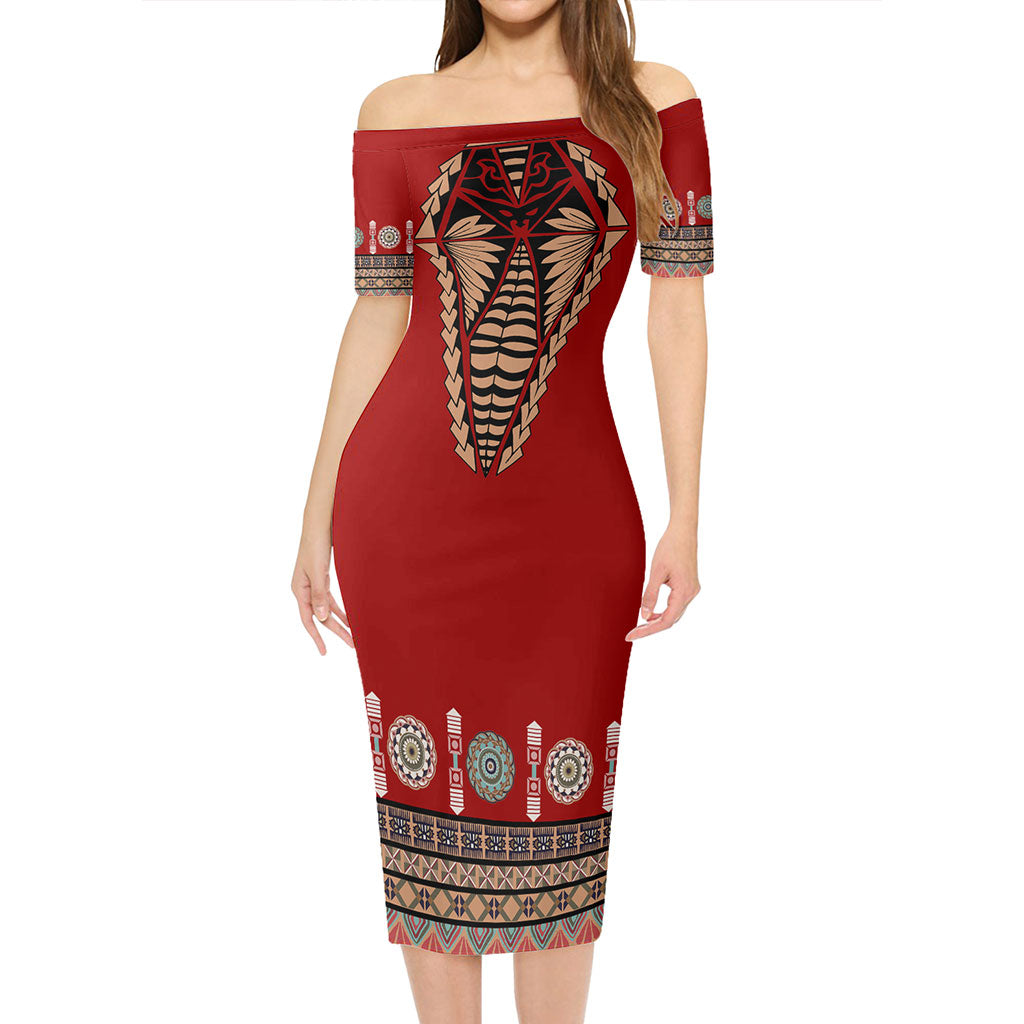 Tonga Combo Short Sleeve Dress And Shirt Ngatu Design