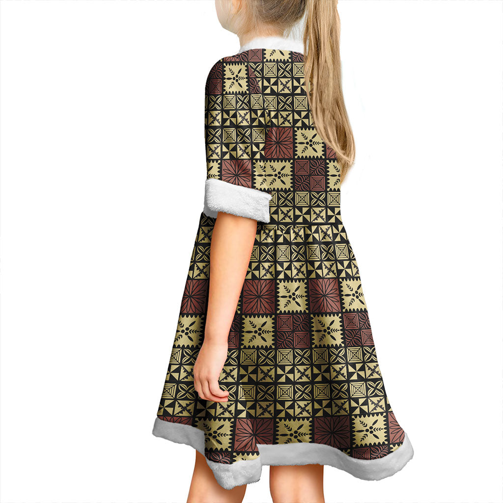 Tonga Women and Kid Christmas Dress Ngatu Style