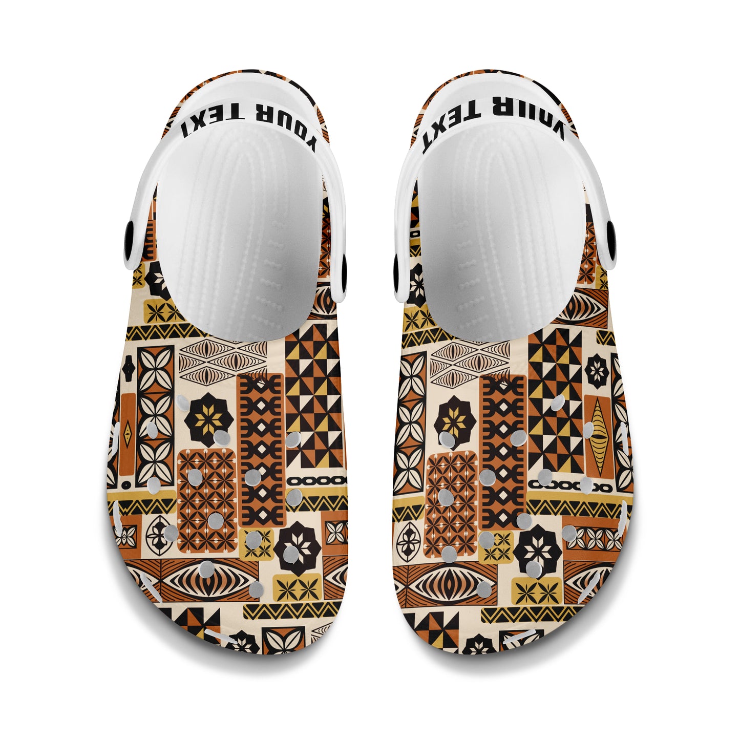 Tonga Clogs Shoes Custom Text Tonga Ngatu Tapa Pattern