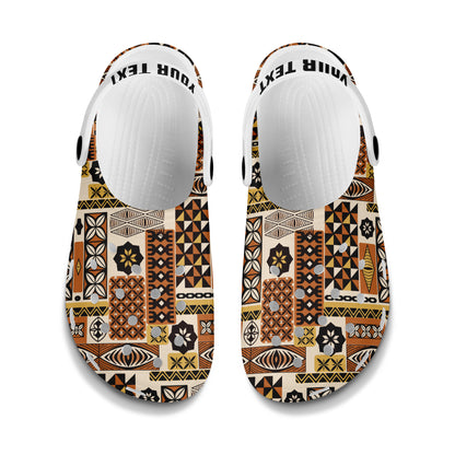 Tonga Clogs Shoes Custom Text Tonga Ngatu Tapa Pattern