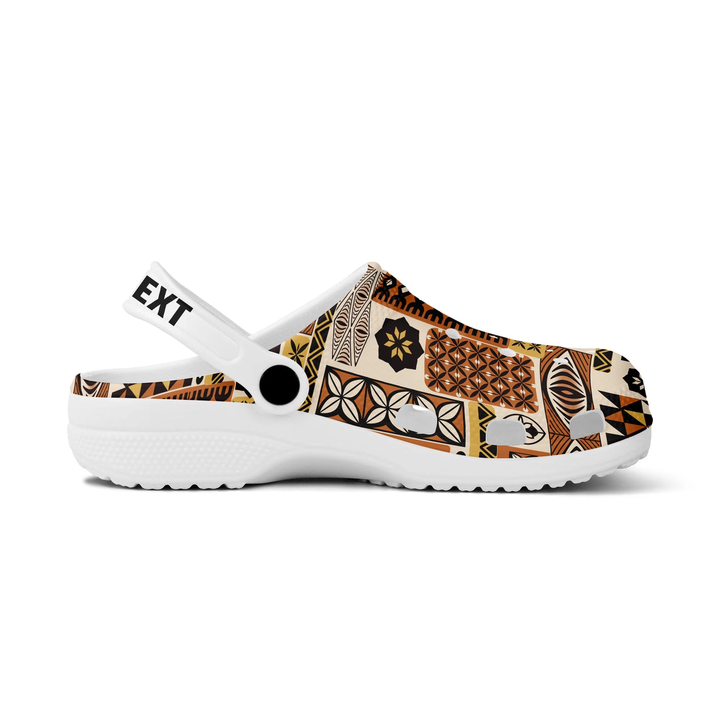 Tonga Clogs Shoes Custom Text Tonga Ngatu Tapa Pattern