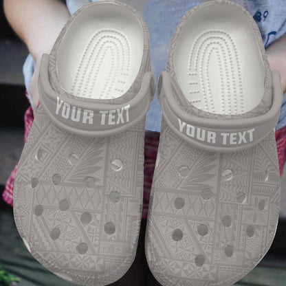 Tonga Clogs Shoes Custom Text Ngatu Tradiational Pattern