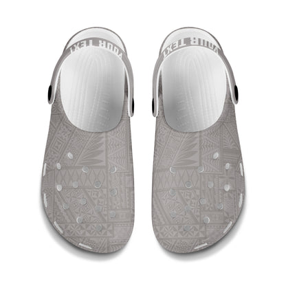 Tonga Clogs Shoes Custom Text Ngatu Tradiational Pattern