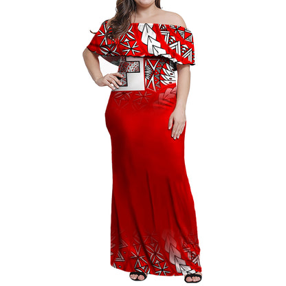Tonga Combo Dress And Shirt Flag Color With Traditional Patterns