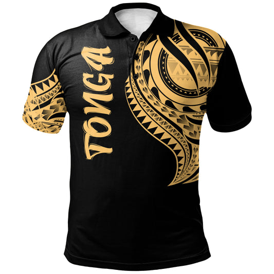 Tonga Polo Shirt - Tonga Tatau Gold Patterns