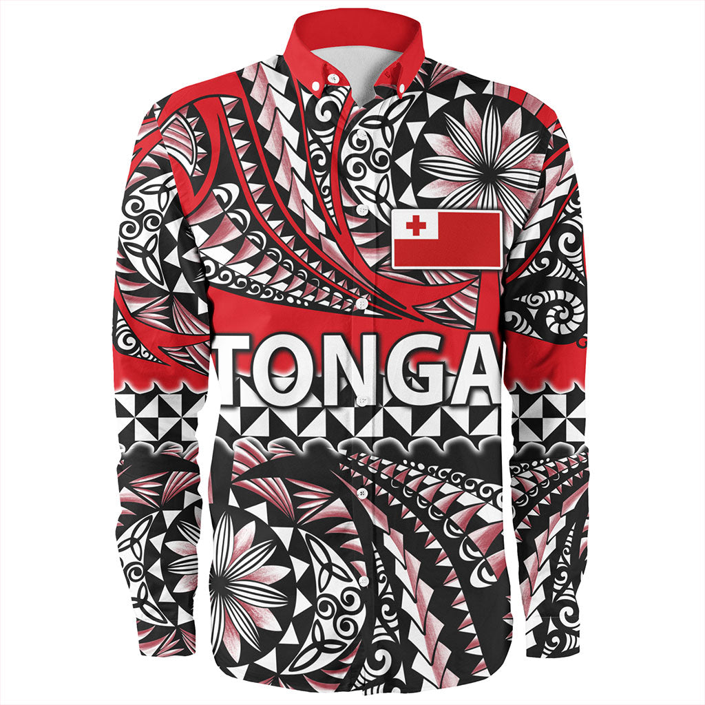 Tonga Long Sleeve Shirt Polynesian Tattoo Tongan Tapa