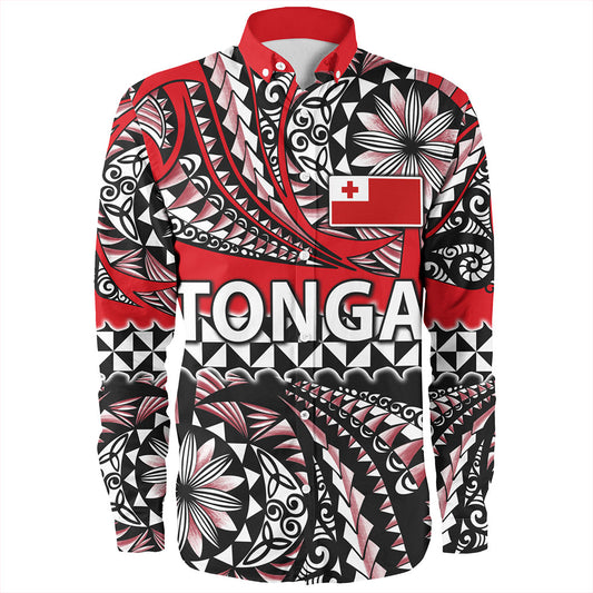Tonga Long Sleeve Shirt Polynesian Tattoo Tongan Tapa