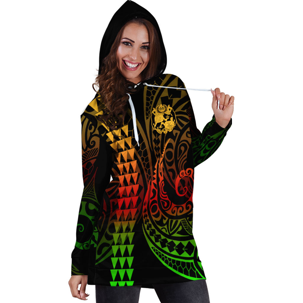 Tonga Hoodie Dress Kakau Style Reggae