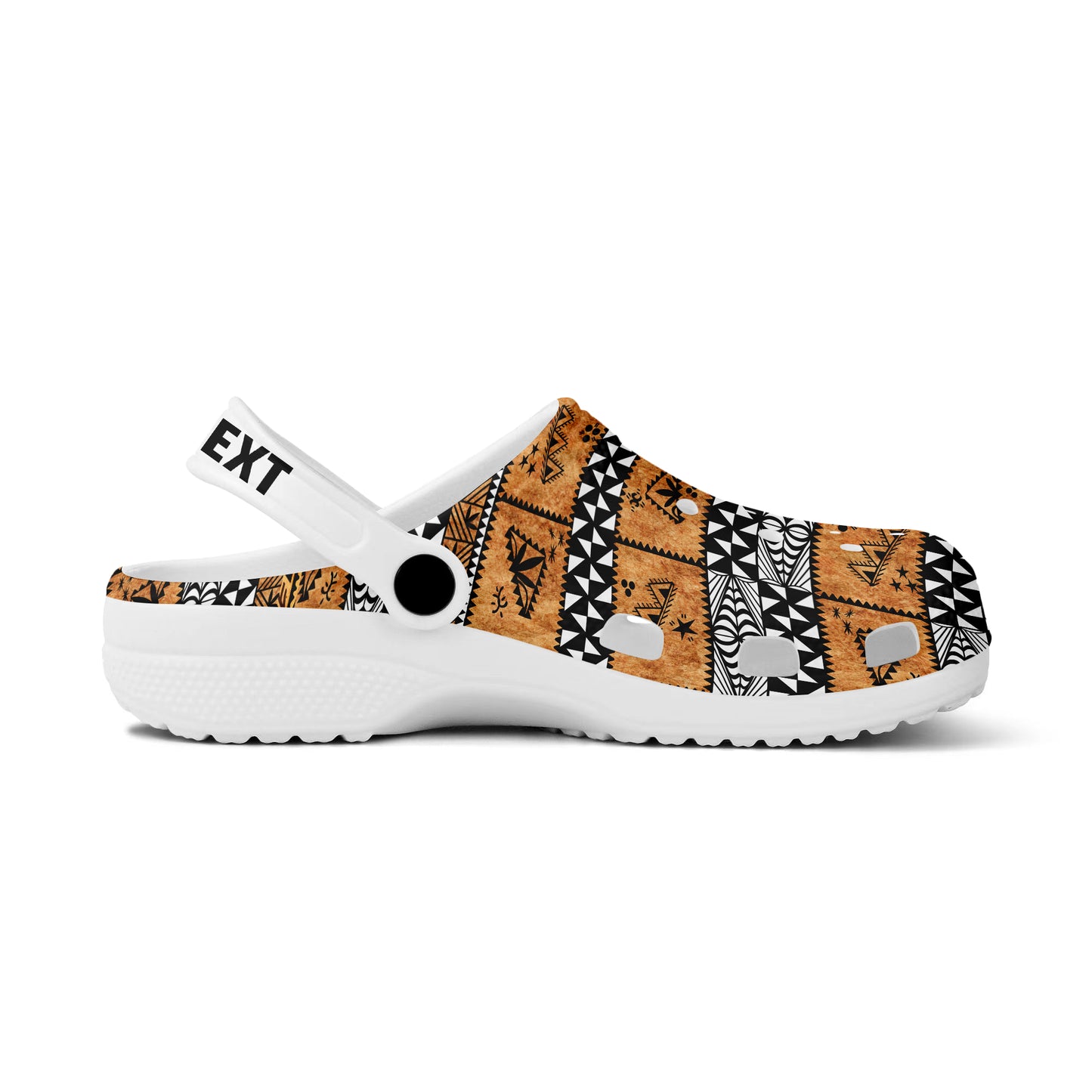 Tonga Clogs Shoes Custom Text Tonga Tapa Pattern
