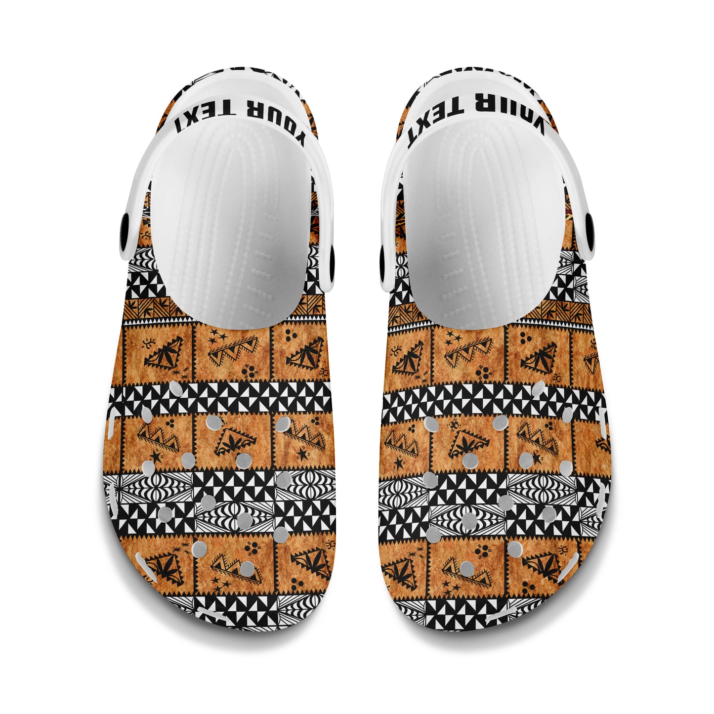 Tonga Clogs Shoes Custom Text Tonga Tapa Pattern