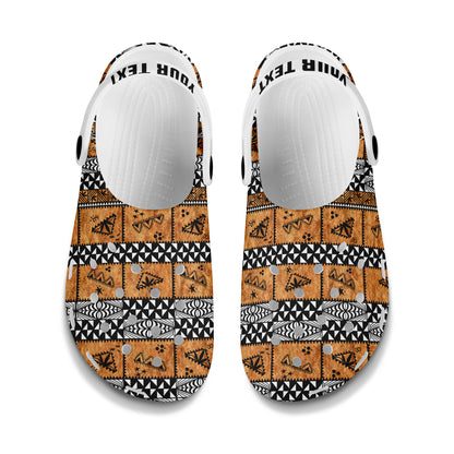 Tonga Clogs Shoes Custom Text Tonga Tapa Pattern