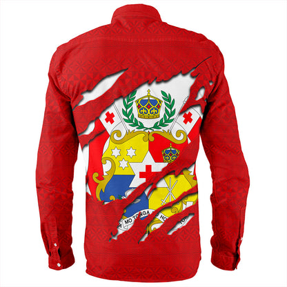 Tonga Long Sleeve Shirt Ngatu Crack Style
