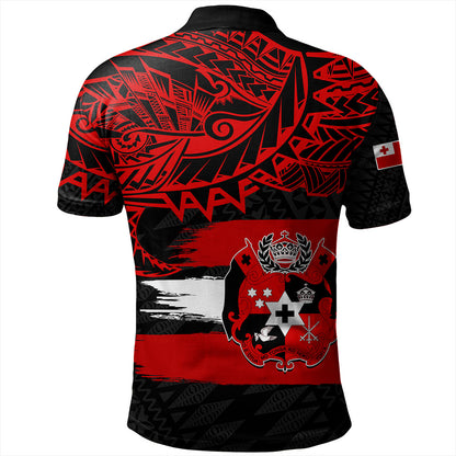 Tonga Polo Shirt Tribal Polynesian Grunge Flag