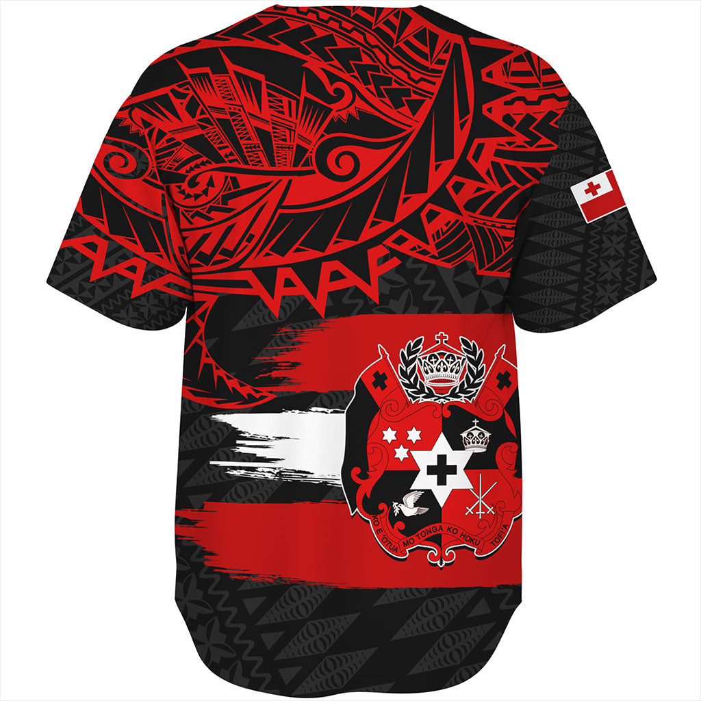 Tonga Baseball Shirt Tribal Polynesian Grunge Flag