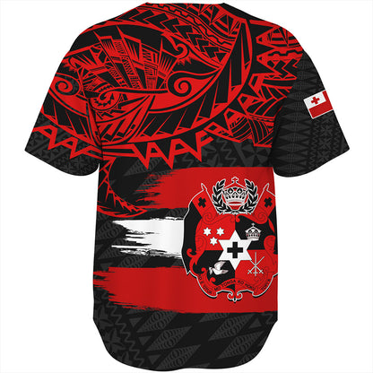 Tonga Baseball Shirt Tribal Polynesian Grunge Flag