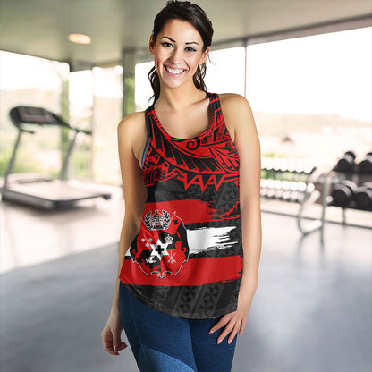 Tonga Women Tank Tribal Polynesian Grunge Flag