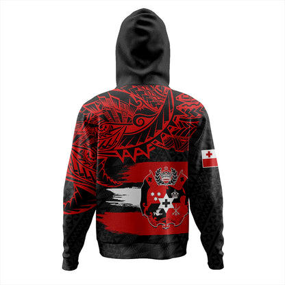 Tonga Hoodie Tribal Polynesian Grunge Flag