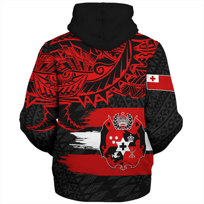 Tonga Sherpa Hoodie Tribal Polynesian Grunge Flag