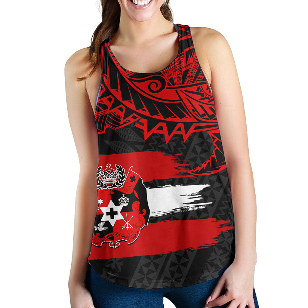Tonga Women Tank Tribal Polynesian Grunge Flag
