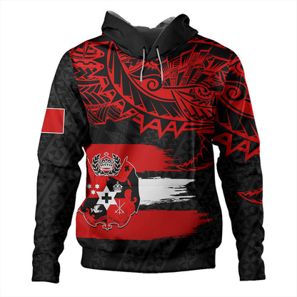 Tonga Hoodie Tribal Polynesian Grunge Flag