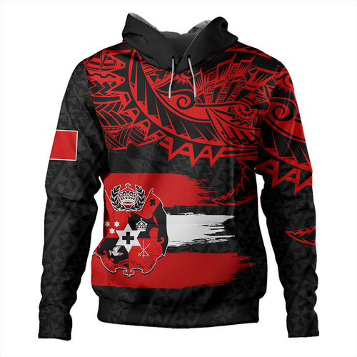 Tonga Hoodie Tribal Polynesian Grunge Flag